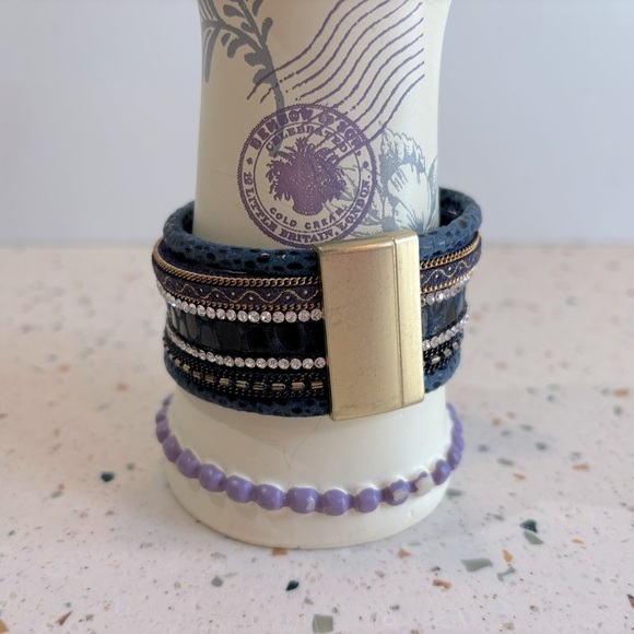 Multi Layered Wrap Cuff Charm Bracelet - Picture 6 of 14